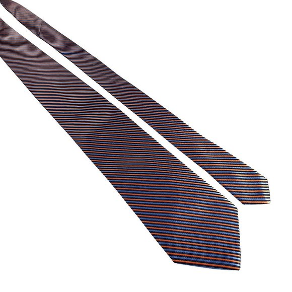 Nautica Striped Men Necktie Tie Designer Accessory Blue Orange Work Dad Gift - Picture 1 of 5